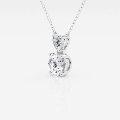 Lab Grown 3.05 CT Round & Heart Cut Diamond Minimalist Necklace