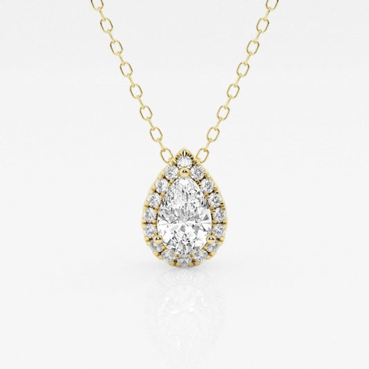 Lab Grown 1.68 CT Pear Cut Diamond Gothic Necklace