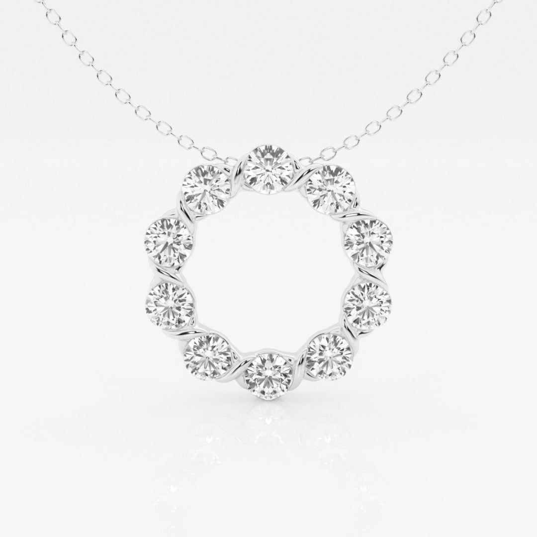 Lab Grown 1.17 CT Round Cut Diamond Art Nouveau Necklace