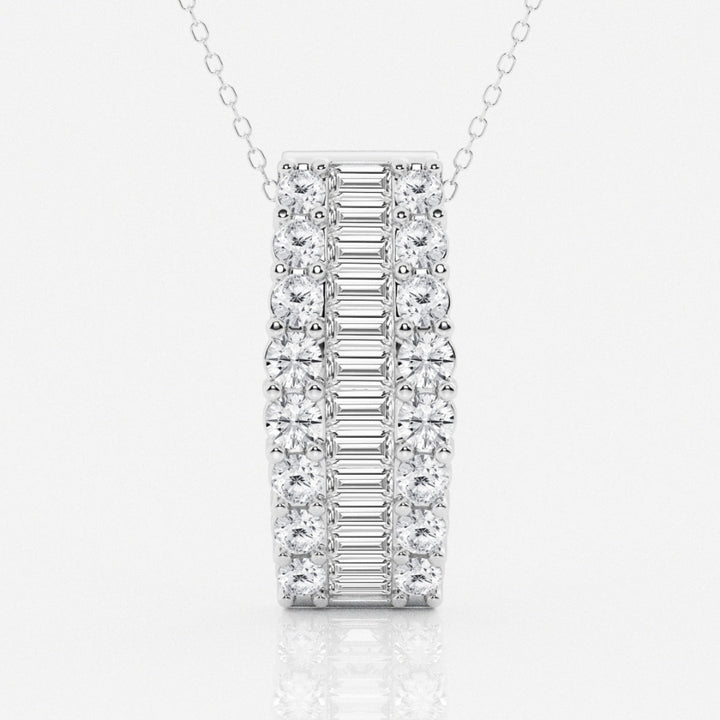 Lab Grown 1.88 CT Baguette & Round Cut Diamond Boho & Hippie Necklace