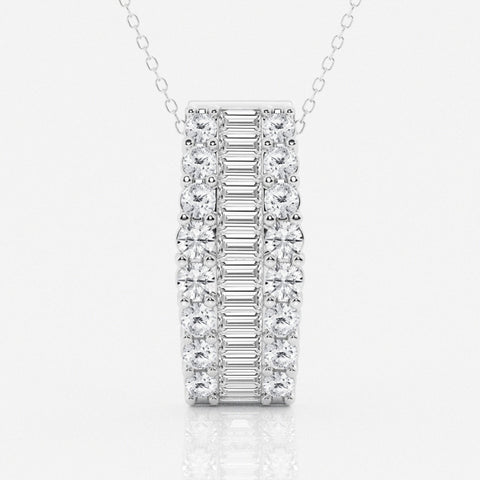 Lab Grown 1.88 CT Baguette & Round Cut Diamond Boho & Hippie Necklace