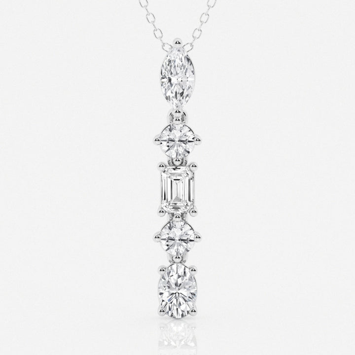 Lab Grown 2.25 CT Multi Cut Diamond Mid-Century Necklace