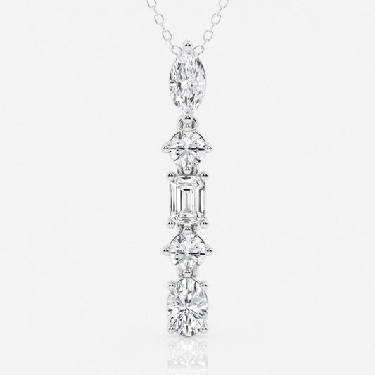 Lab Grown 2.25 CT Multi Cut Diamond Mid-Century Necklace