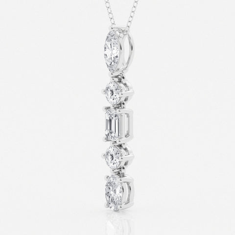 Lab Grown 2.25 CT Multi Cut Diamond Mid-Century Necklace