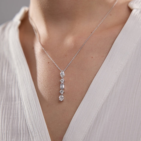 Lab Grown 2.25 CT Multi Cut Diamond Mid-Century Necklace