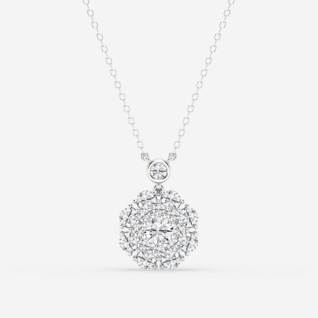 Lab Grown 1.90 CT Round Cut Diamond Edwardian Necklace