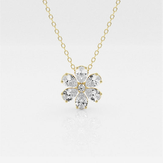 Lab Grown 1.93 CT Pear Cut Diamond Gothic Necklace