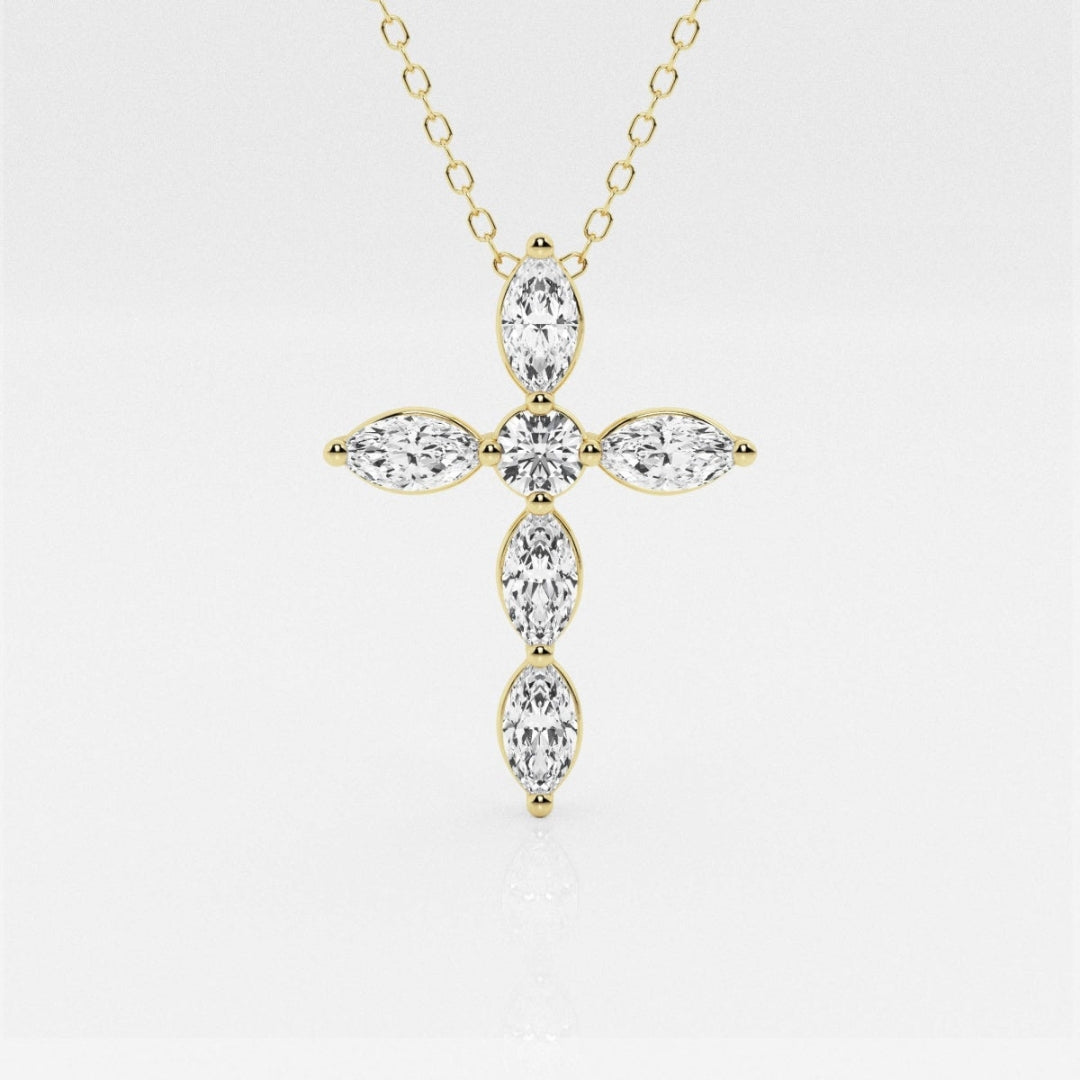 Lab Grown 1.18 CT Marquise Cut Diamond Art Deco Necklace