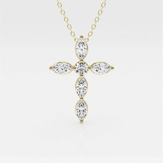 Lab Grown 1.18 CT Marquise Cut Diamond Art Deco Necklace