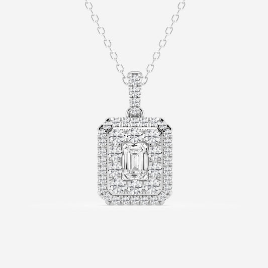 Lab Grown 3.22 CT Emerald Cut Diamond Art Nouveau Necklace