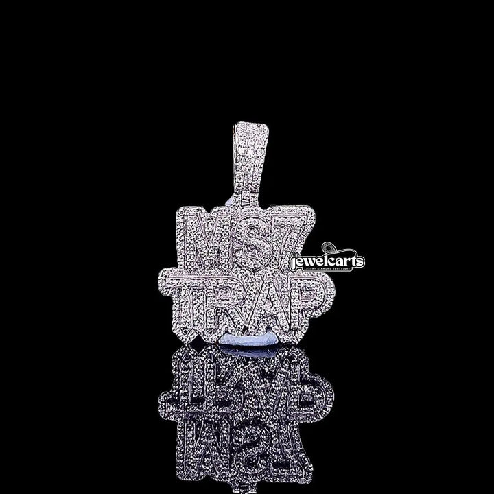 MS7 Trap Star Moissanite Medallion Pendant in 925 Sterling Silver Front View