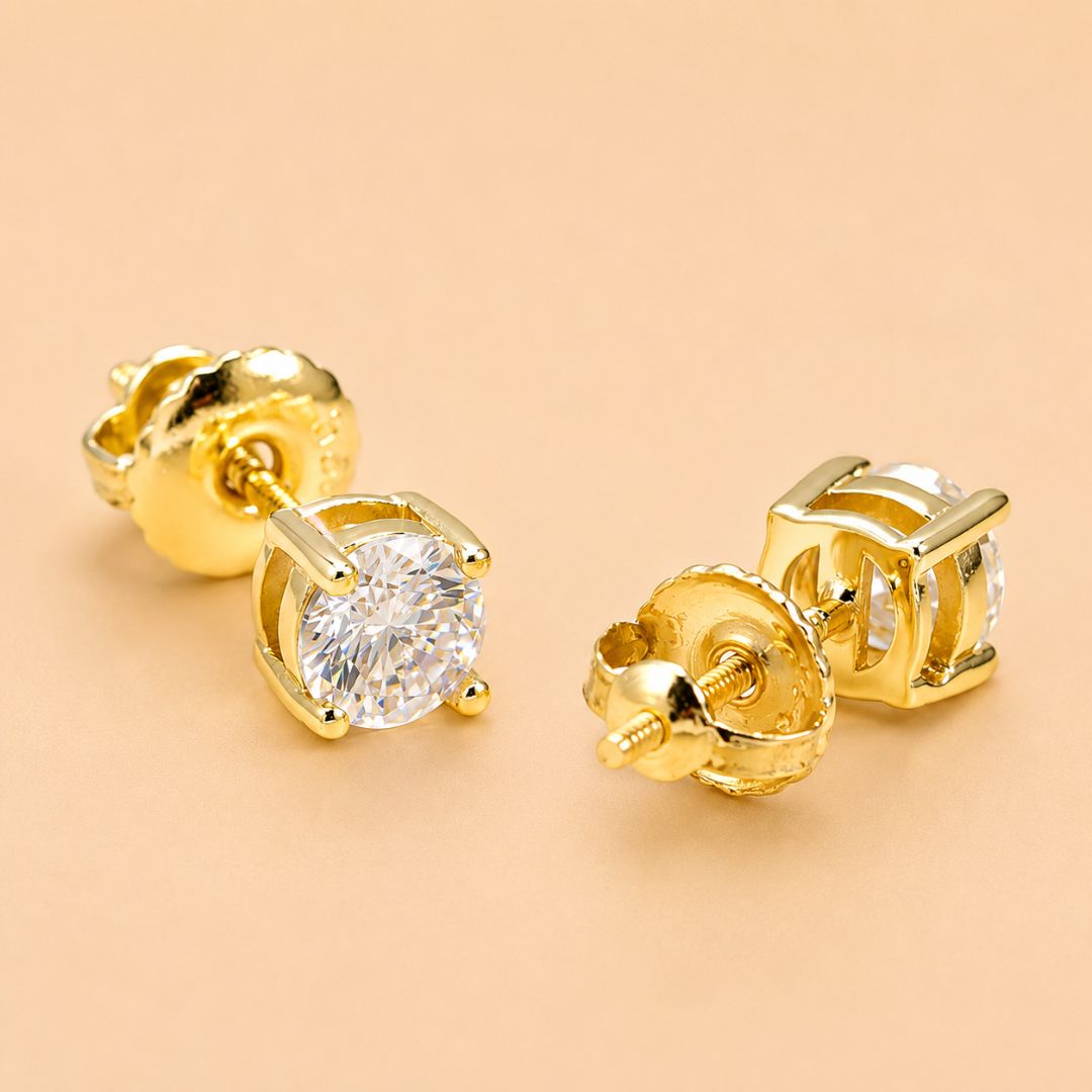 VVS Stud Earrings (ALL SIZES) 14K Gold