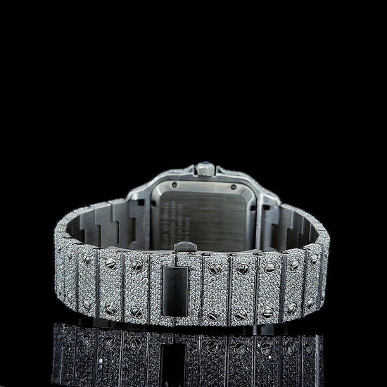 Moissanite Cartier Watch Arabic Caseback View