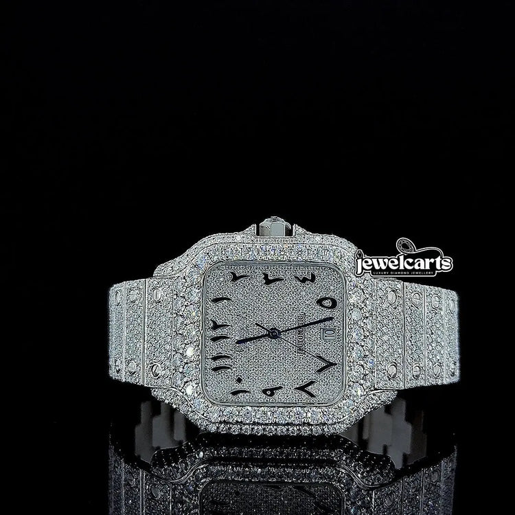 Moissanite Cartier Watch Arabic Front View