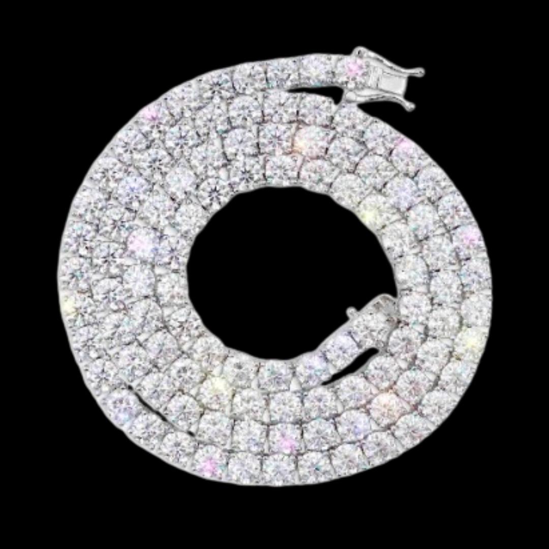 Moissanite Tennis Chain 14K White Gold Front View