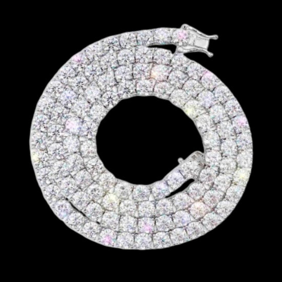 Moissanite Tennis Chain 14K White Gold Front View