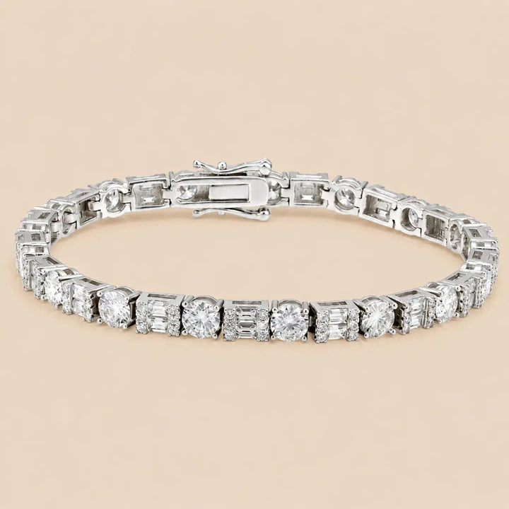5MM Moissanite Tennis Bracelet Hybrid Cut 14K Gold Jewel Carts