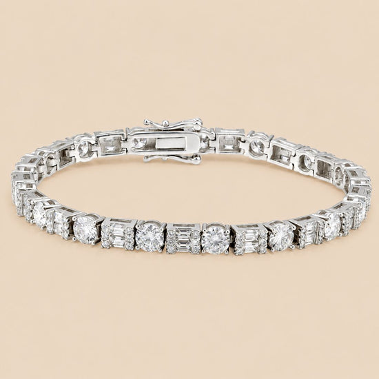 5MM Moissanite Tennis Bracelet Hybrid Cut 14K Gold