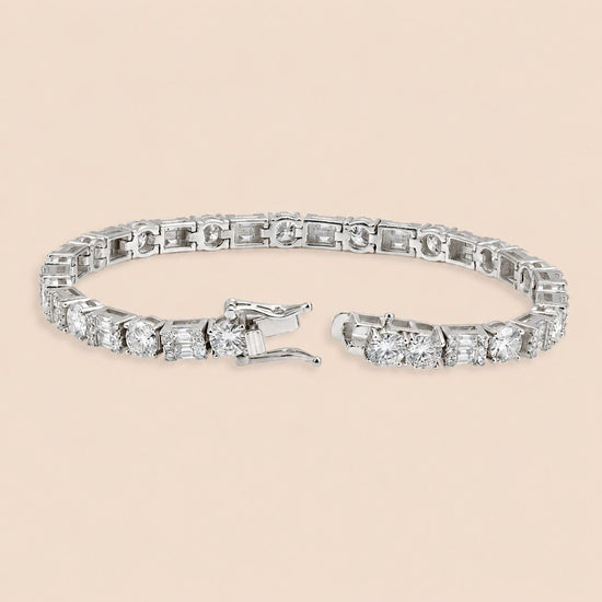 5MM Moissanite Tennis Bracelet Hybrid Cut 14K Gold