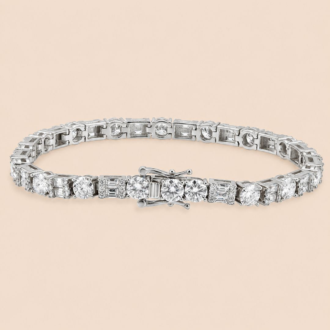 5MM Moissanite Tennis Bracelet Hybrid Cut 14K Gold