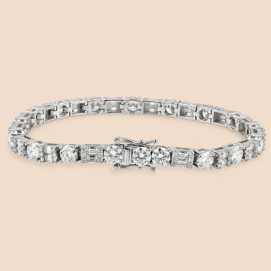 5MM Moissanite Tennis Bracelet Hybrid Cut 14K Gold