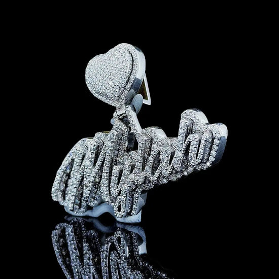 Mylah Heart Signature Moissanite Pendant in 925 Sterling Silver Left Profile View