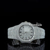 Patek Philippe Nautilus Black Stick Markers Dial Fully Iced Out Moissanite Watch