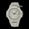 Patek Philippe Nautilus Diamond Pave Dial White Stick Markers Iced Out Moissanite Watch
