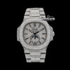 Patek Philippe Nautilus Moonphase Dial Stick Markers Fully Iced Out Moissanite Watch