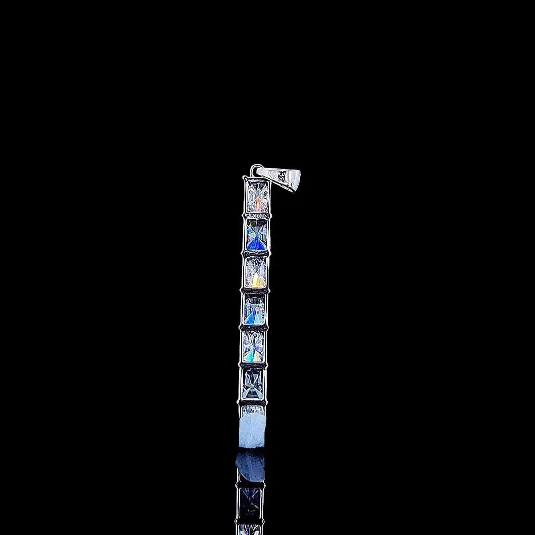 Radiant Stacks Moissanite Pendant in 925 Sterling Silver Back Side View