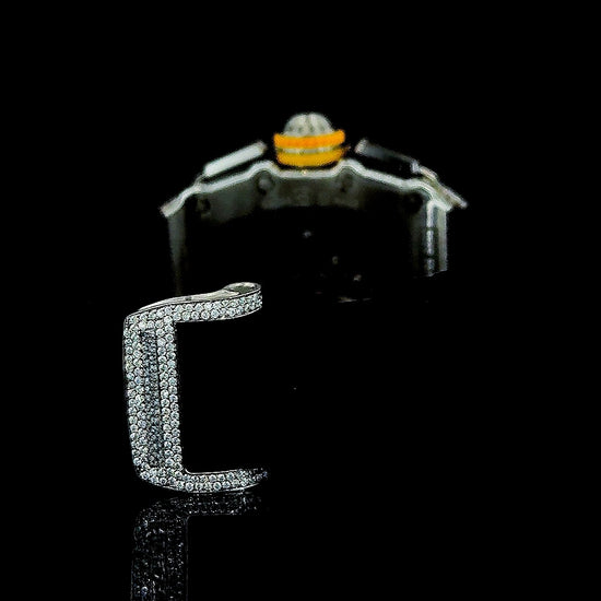 Richard Mille RM 011 Chronograph Dial Semi Iced Out Rubber Strap Moissanite Watch Strap View