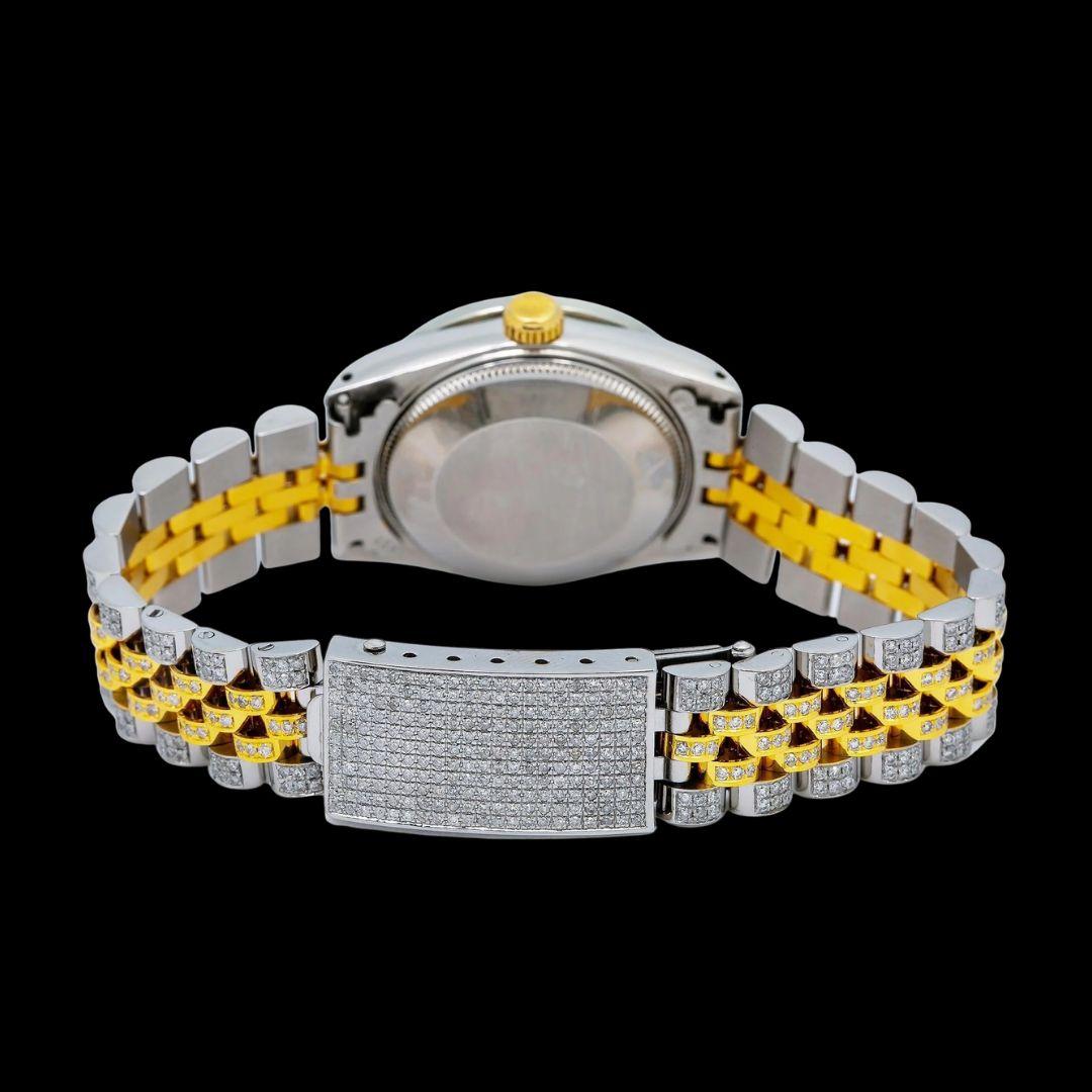 Rolex Datejust Blue Dial Diamond Markers Two Tone Yellow Gold Jubilee Moissanite Watch Caseback View
