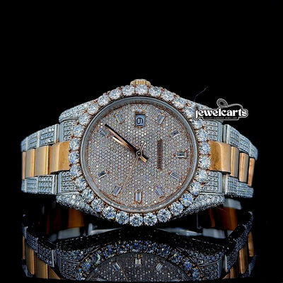 Rolex Datejust Diamond Markers Dial Two Tone Iced Out Moissanite Watch