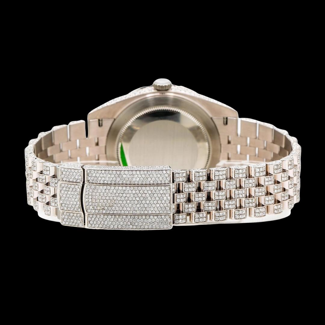 Rolex Datejust Diamond Paved Roman Dial Full Iced Out Jubilee Bracelet Moissanite Watch Caseback View