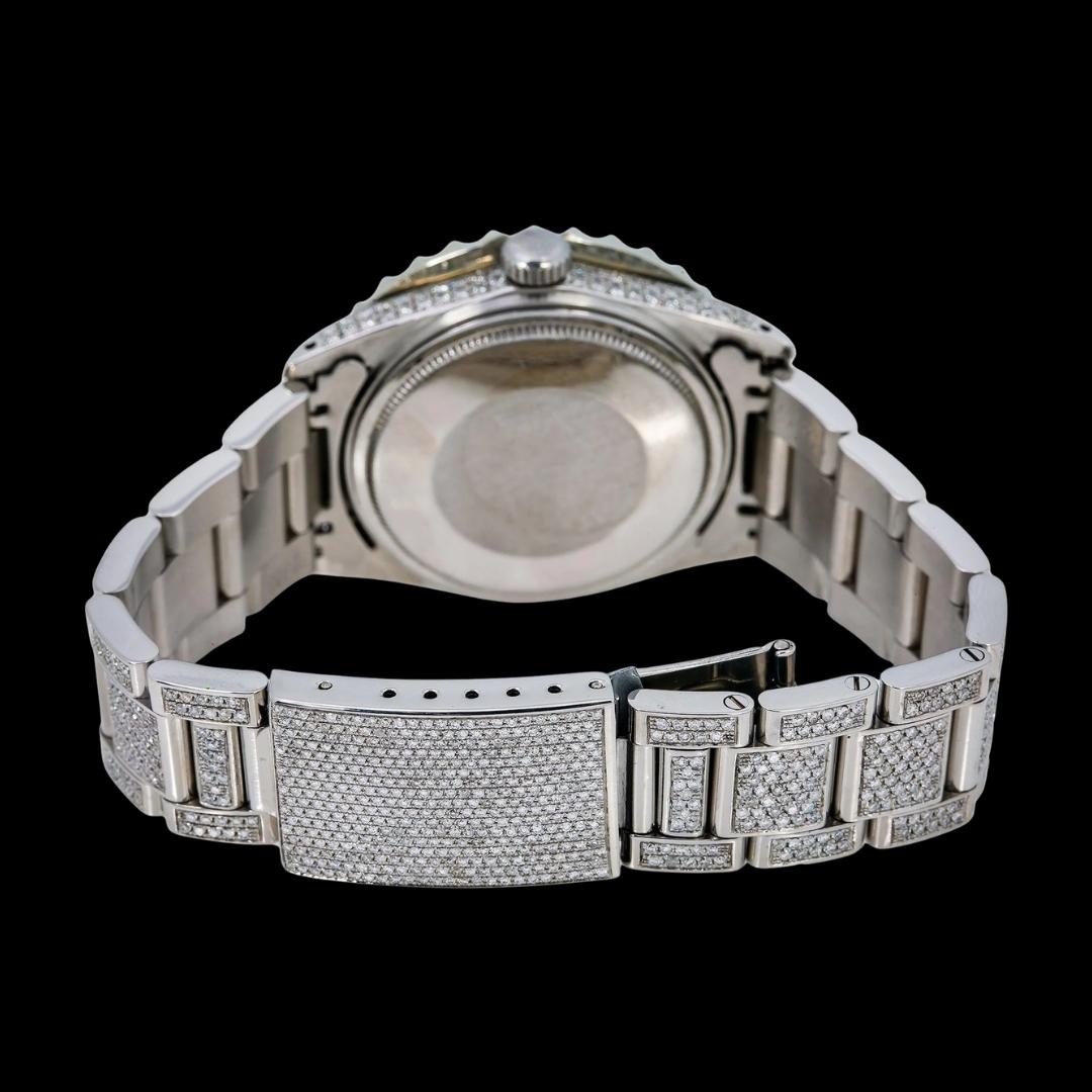 Rolex Datejust Purple Dial Diamond Roman Numerals Fully Iced Out Oyster Bracelet Moissanite Watch Caseback View