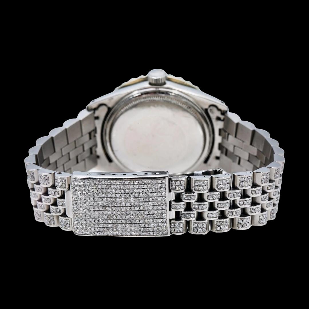 Rolex Red Dial Diamond Roman Numerals Full Iced Out Jubilee Bracelet Moissanite Watch Caseback View