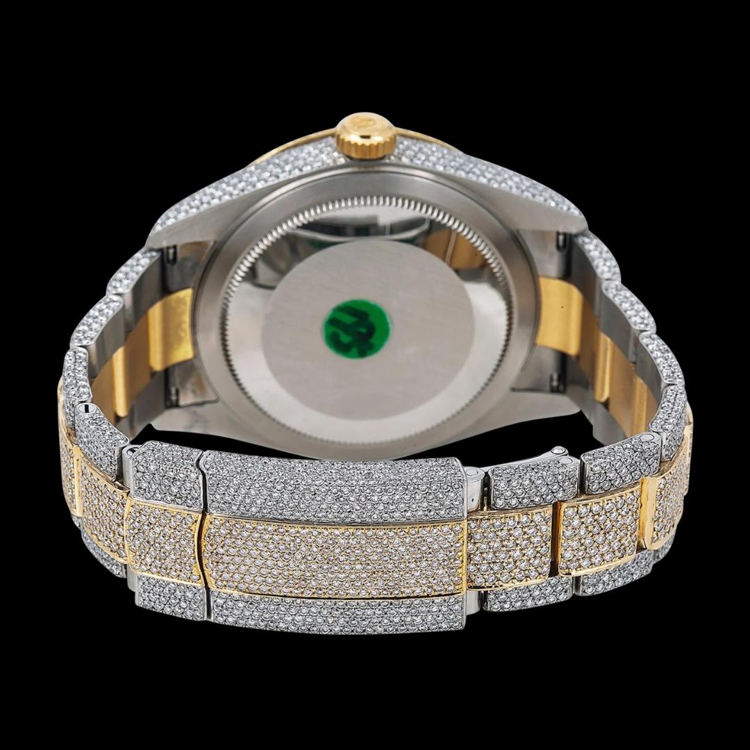 Rolex Sky-Dweller Champagne Dial White Stick Markers Diamond Bezel Two Tone Yellow Gold Iced Out Oyster Bracelet Watch Caseback View