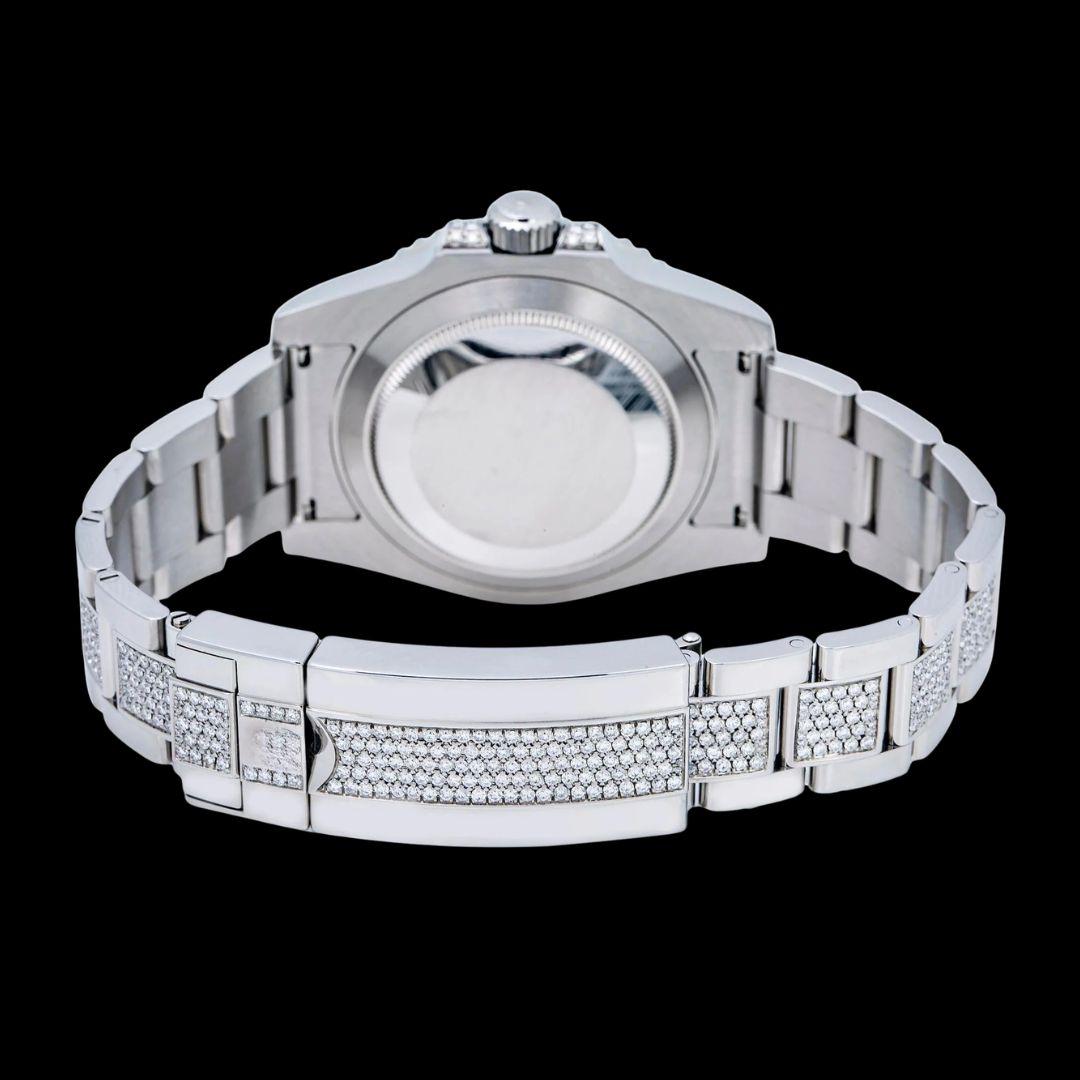 Rolex Submariner Date Dial Rotatable Diamond Bezel Iced Out Oyster Strap Moissanite Watch Caseback View