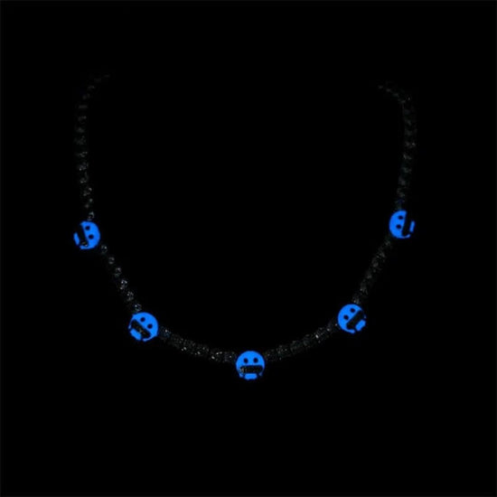Round Moissanite Cold Face Accent Tennis Necklace in 14K White Gold Detailed Link View