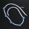 Round Moissanite Cold Face Accent Tennis Necklace in 14K White Gold