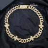 Round Moissanite Pavé Cross Accent Cuban Link Necklace in 14K Yellow Gold