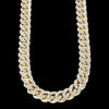 Round Moissanite Pavé Cuban Link Necklace in 14K Gold
