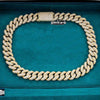Round Moissanite Pavé Cuban Link Necklace in 14K Yellow Gold