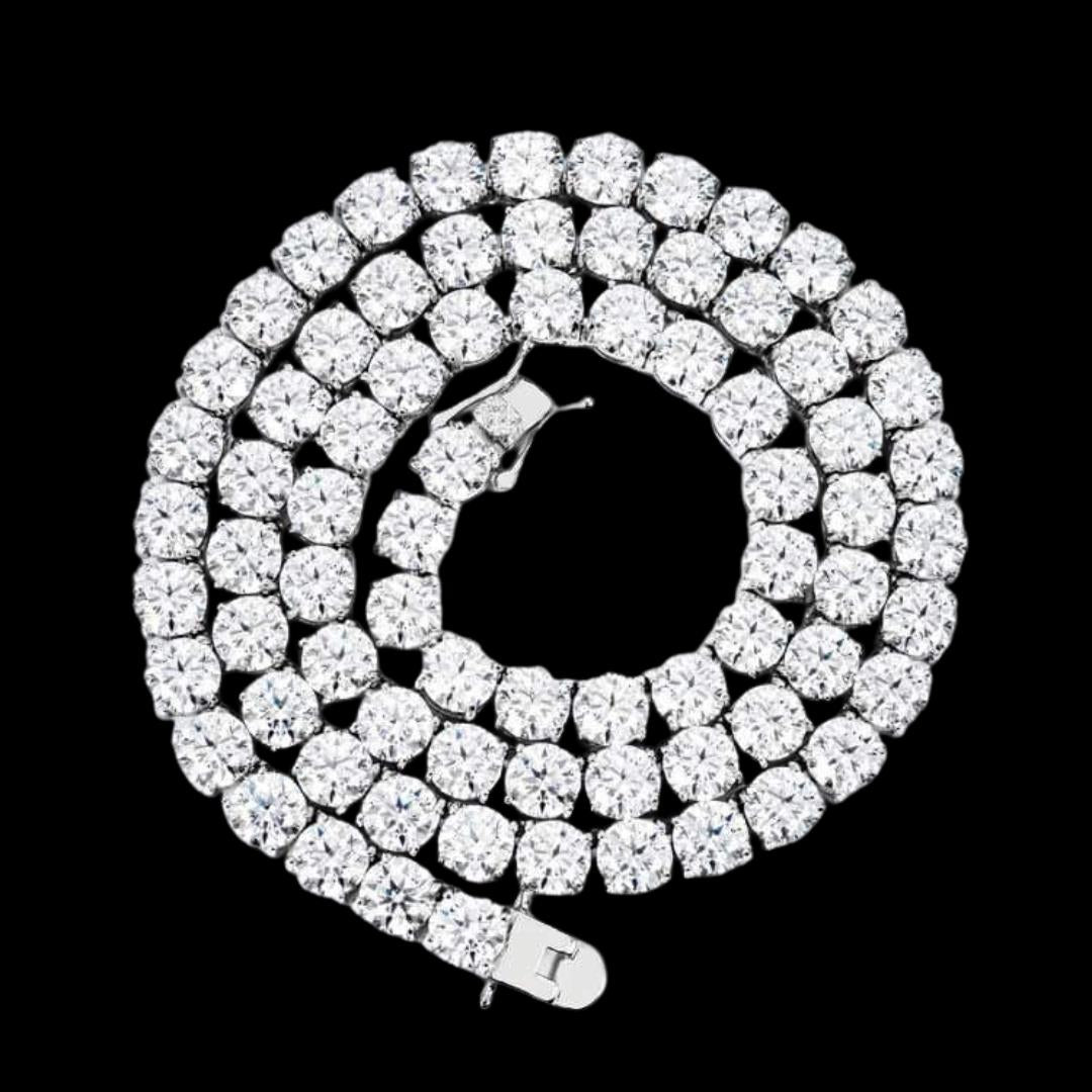 Round Moissanite Tennis Necklace in 14K White Gold Close Up Front View