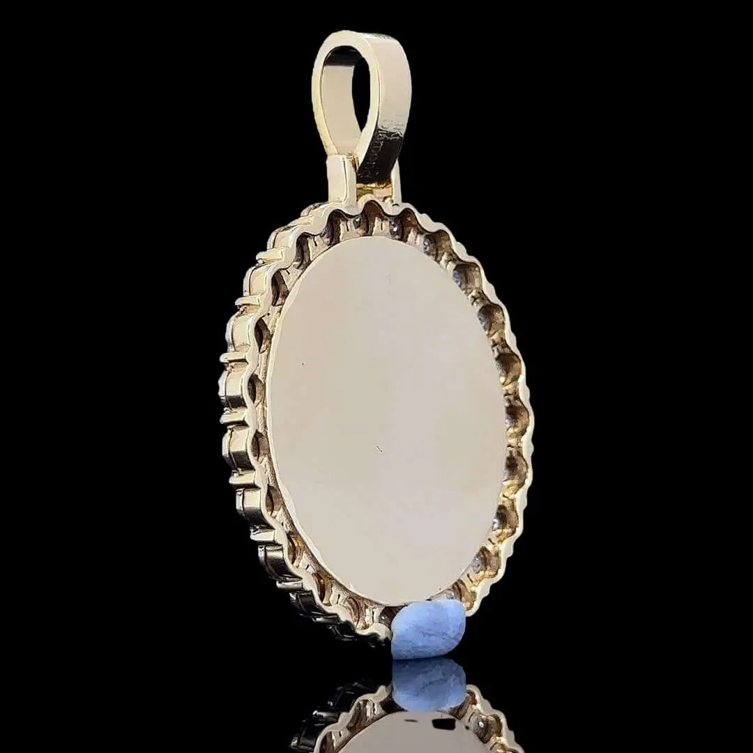 Royal Halo Round Moissanite Pendant in 925 Sterling Silver Back Side View