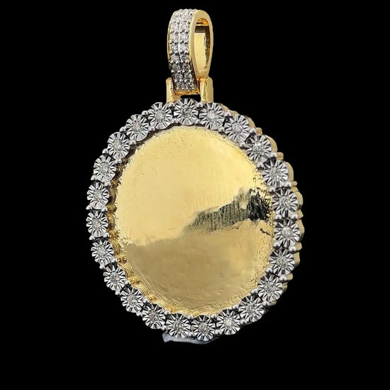 Royal Halo Round Moissanite Pendant in 925 Sterling Silver Close Up Front View