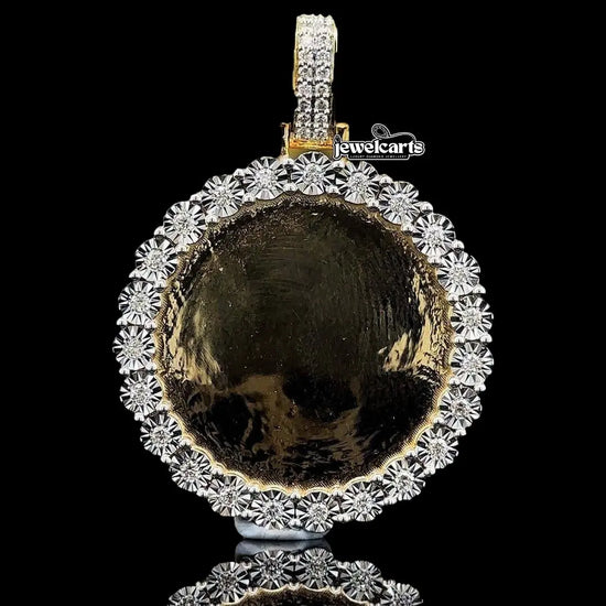 Royal Halo Round Moissanite Pendant in 925 Sterling Silver Front View