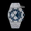 Royal Oak Offshore Chronograph Blue Dial Diamond Bezel Fully Iced Out Moissanite Watch