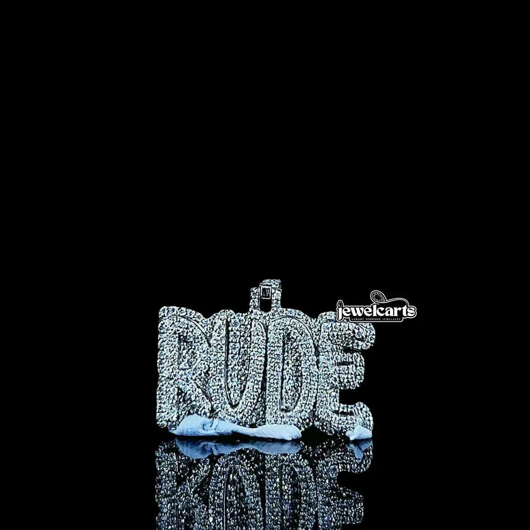 Royal Rude Moissanite Letter Pendant in 925 Sterling Silver Front View