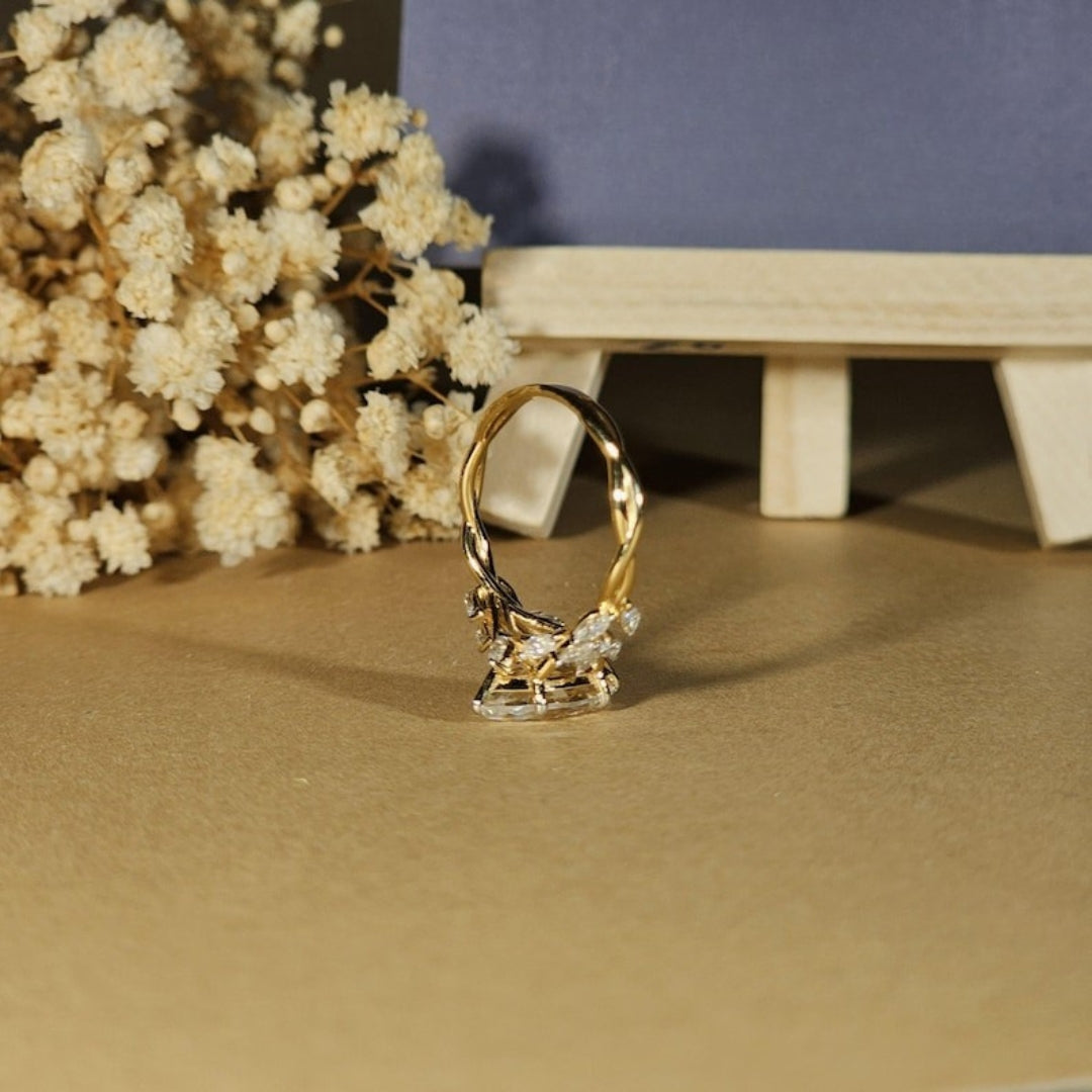 Nature Inspired Marquise Cut Engagement Ring